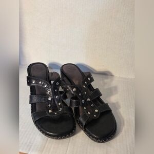 Women's Nurture Black Studded Wedge Sandals Size 7.5M